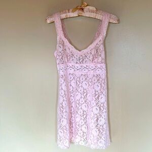 Ambrielle pink lace slip dress lingerie chemise Sz L